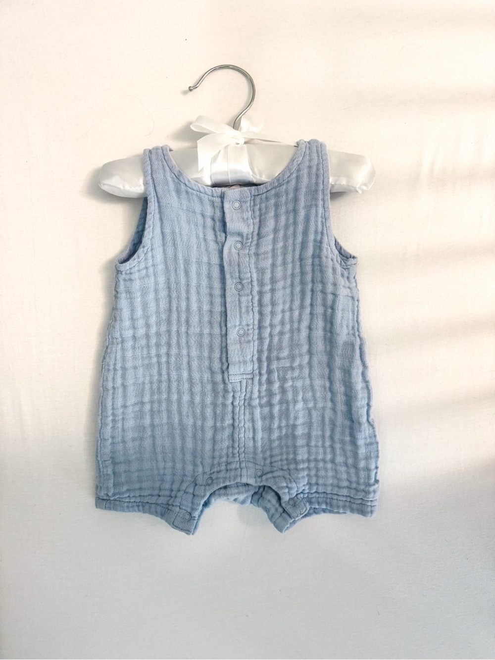 Angel Dear Light Blue Muslin Baby One-Piece Romper